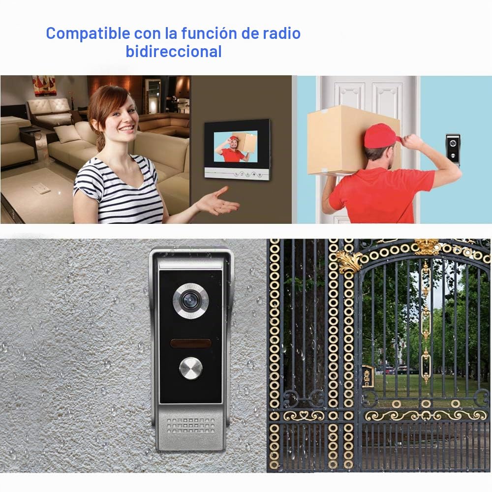 Diginex Hfeng Video Intercom System 2 Monitors Video Door Phone Pantalla de 7 Pulgadas Clear para Home Video Door Bell Camera Night Vision MAX a 100 Metros