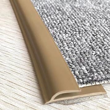 TREGOO PVC Carpet Edge Transition Strip with Adhesive, Flexible Floor Edge Protector, Soft & Cuttable Rug Edging Trim Bar for Doorways Ramp, 1m to 15m Long Color Brown, Size 3m9.8ft