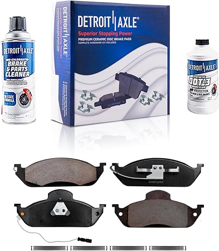 Miniatura 128 de Detroit Axle - Kit de freno para pastillas de freno de cerámica Ford Mustang Base GT 2000 2001 2002 2003 con repuesto de hardware delantero y trasero