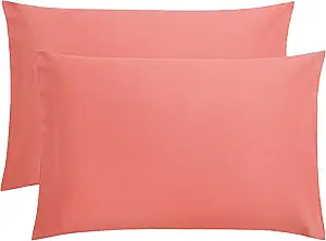 FLXXIE Microfiber Pillow Cases Queen Size Set of 2, Soft Pillowcases with Envelope Closure, Wrinkle Resistant Pillow Covers, 20x30, Coral