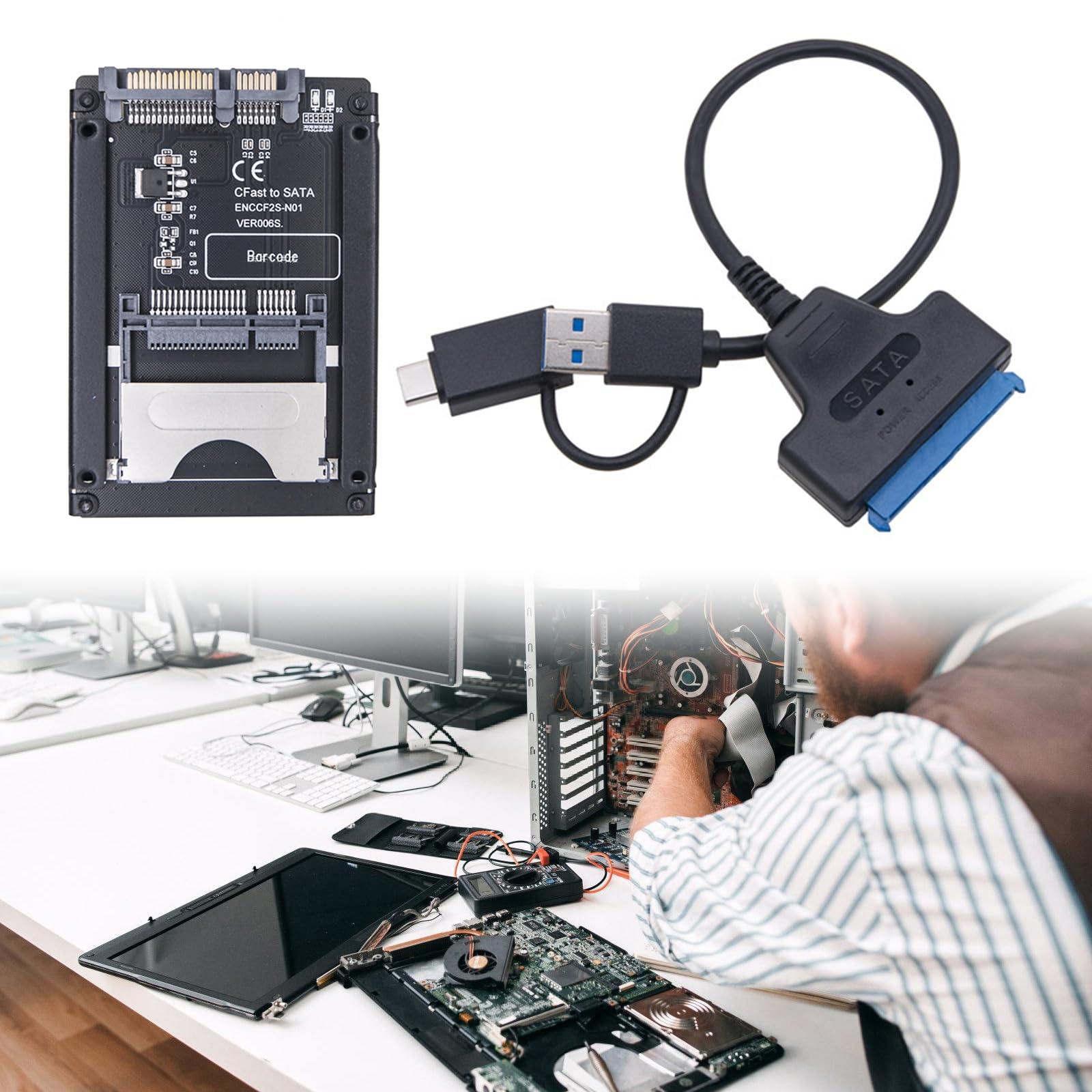 Kangnice CFast to SATA3.0 Hard Disk Adapter Card SATA3.0 22Pin to CFast Card Adapter 2.5