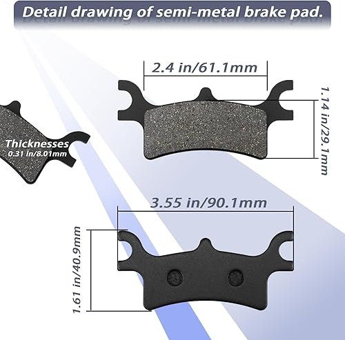 Miniatura 5 de Pastillas de freno delanteras y traseras para Polaris Sportsman 400 450 500 600 700 800 EFI/HO 2x4 4x4, Scrambler 400 500, Trail Boss 330, Magnum