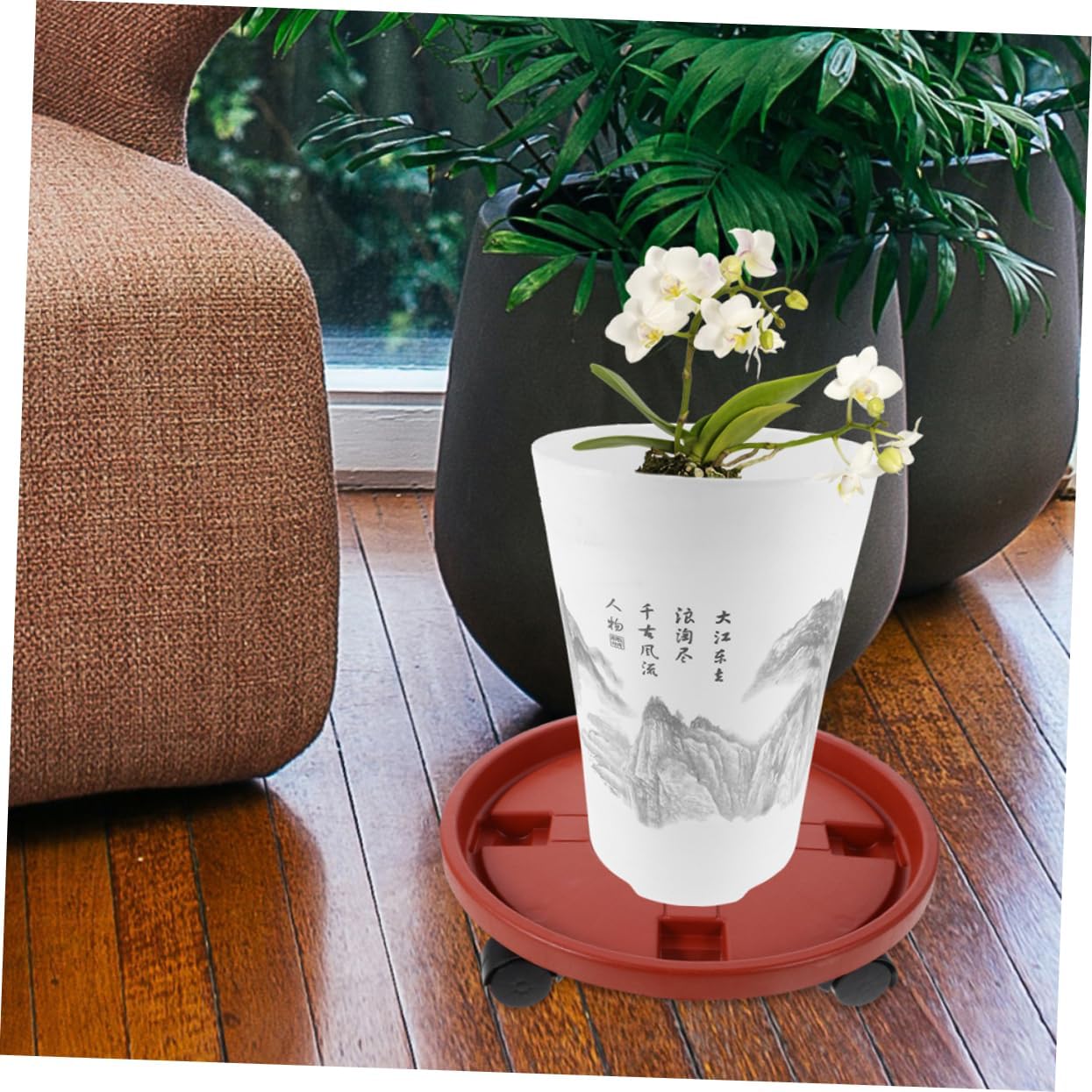 Toyvian 2pcs Wheels Planter Stand Movable Flower Pot Tray Swivel Casters Heavy Duty Plant Holder for Use