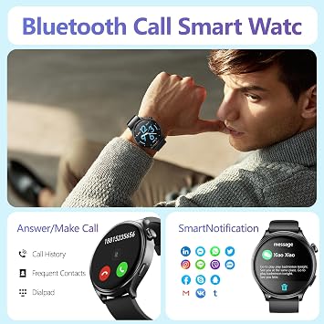 YMS Smart Watch for Women Android - 2025 Best Waterproof Men Fitness Watches (Answer/Make Calls),Heart Rate,Sleep,Pressure,Steps Monitor,Compatible with Android & iOS,100+ Sports Trackers (Black)