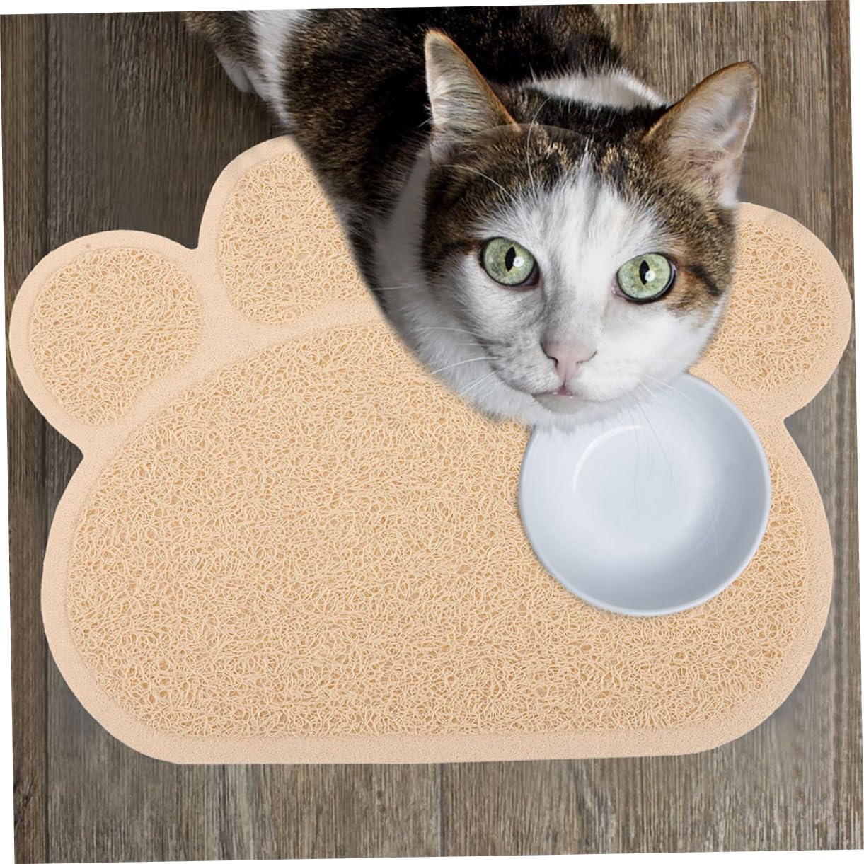 ibasenice Katzenstreumatten und Futtermatte für Haustiere 2 Stück-pack in Pfotenform aus Pvc und Praktisch Rutschfest als Auffangmatte für Katzenstreu für Innenbereich