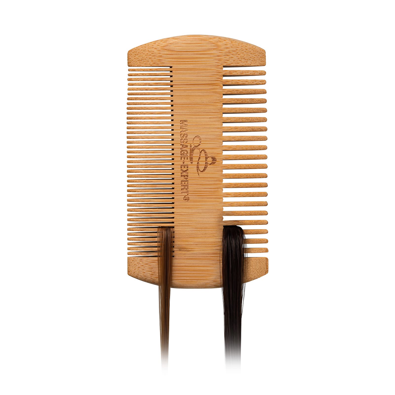 MASSAGE-EXPERT Peine de madera de bambú, grueso y fino, para el cabello, la barba, el bigote y el masaje de la piel, agradable sensación en la piel, antiestático gracias al material natural
