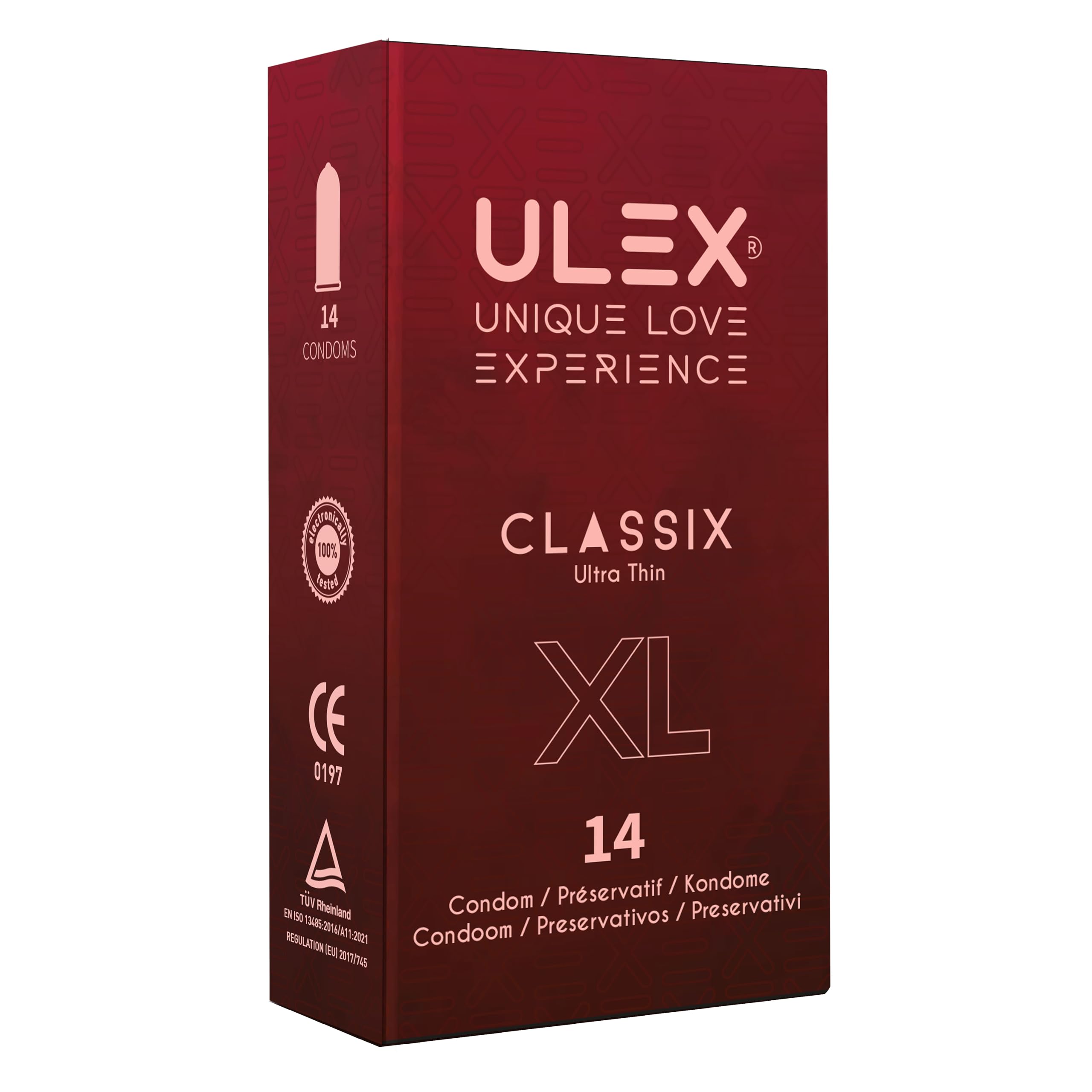 ULEX Classix XL - 56 Prezerwatyw Klasycznych Nawilżanych - Lateks naturalny - 56 mm