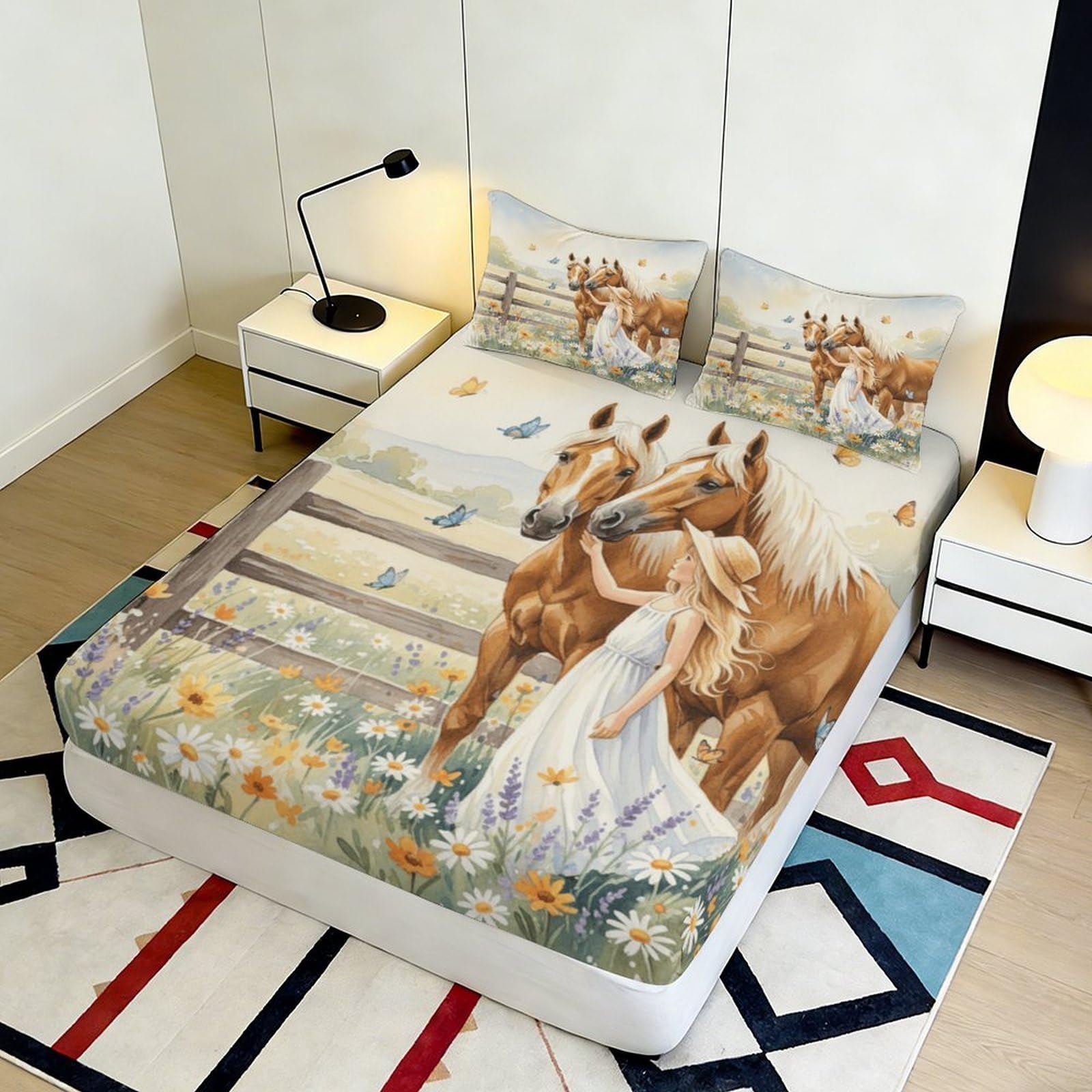 3D Printed Enten Motiv Fitted Sheet, Mikrofaser Bed Cover, rutschfest