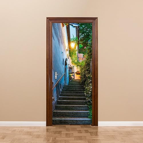 Miniatura 4 de AILEGOU Adhesivo decorativo para puerta 3D, despegar y pegar, vinilo extraíble para decoración del hogar, 30.3x78.7in, 2 unidades