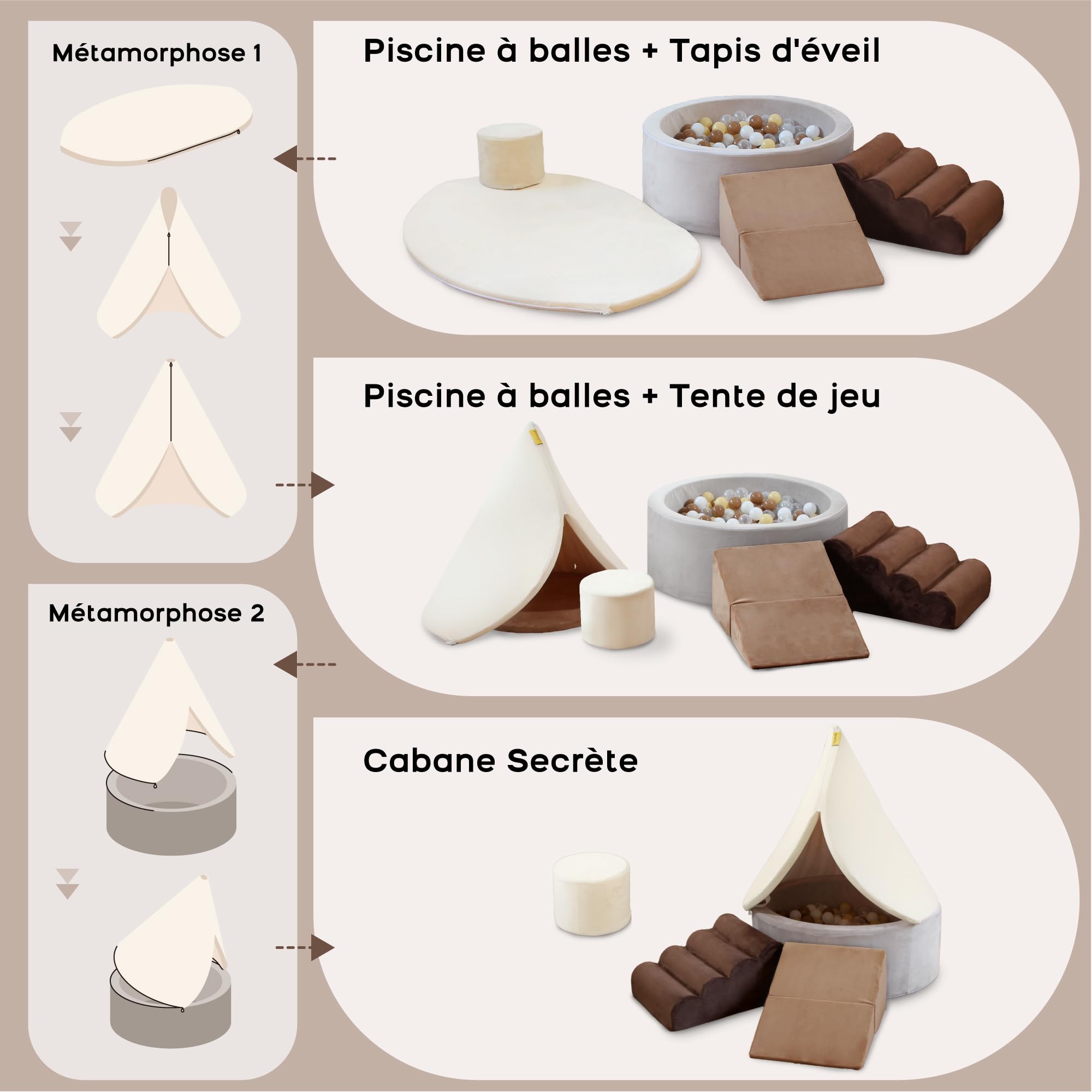 BanaSuper Jeu de Motricité Enfant, Parcours Motricité avec Tente et Piscine | Balles Non Incluses, Piscine à Balles & Tente, Blocs Mousse Éducatifs Modulables, Jouets Structure d'Escalade, Certifiée EN71