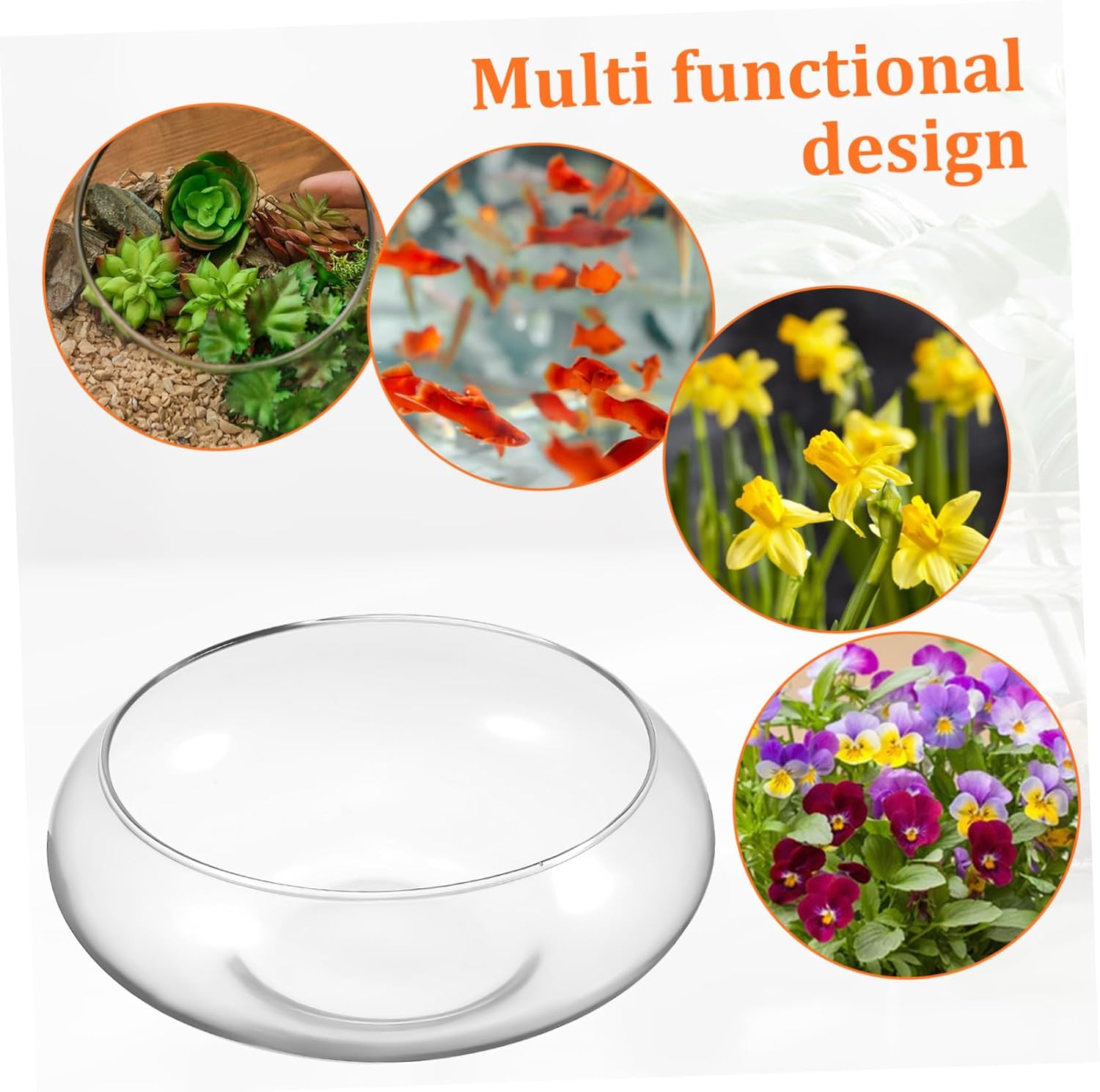 SUPVOX 2 Pcs Glass Fish Bowls Round Clear Glass Bowls for Hydroponic Plants and Water Daffodils for Table Centerpieces and Home Decor