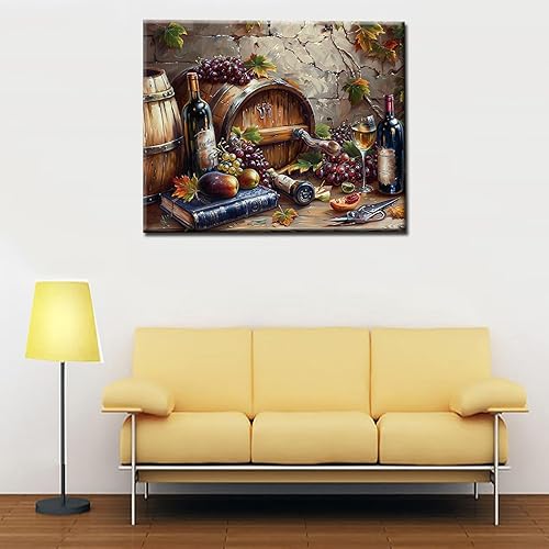 Miniatura 26 de Pintura de frutas por números para adultos, pintura al óleo digital de uva, sandía, naranja, melocotón, ciruela, lienzo, pintura acrílica, divertida