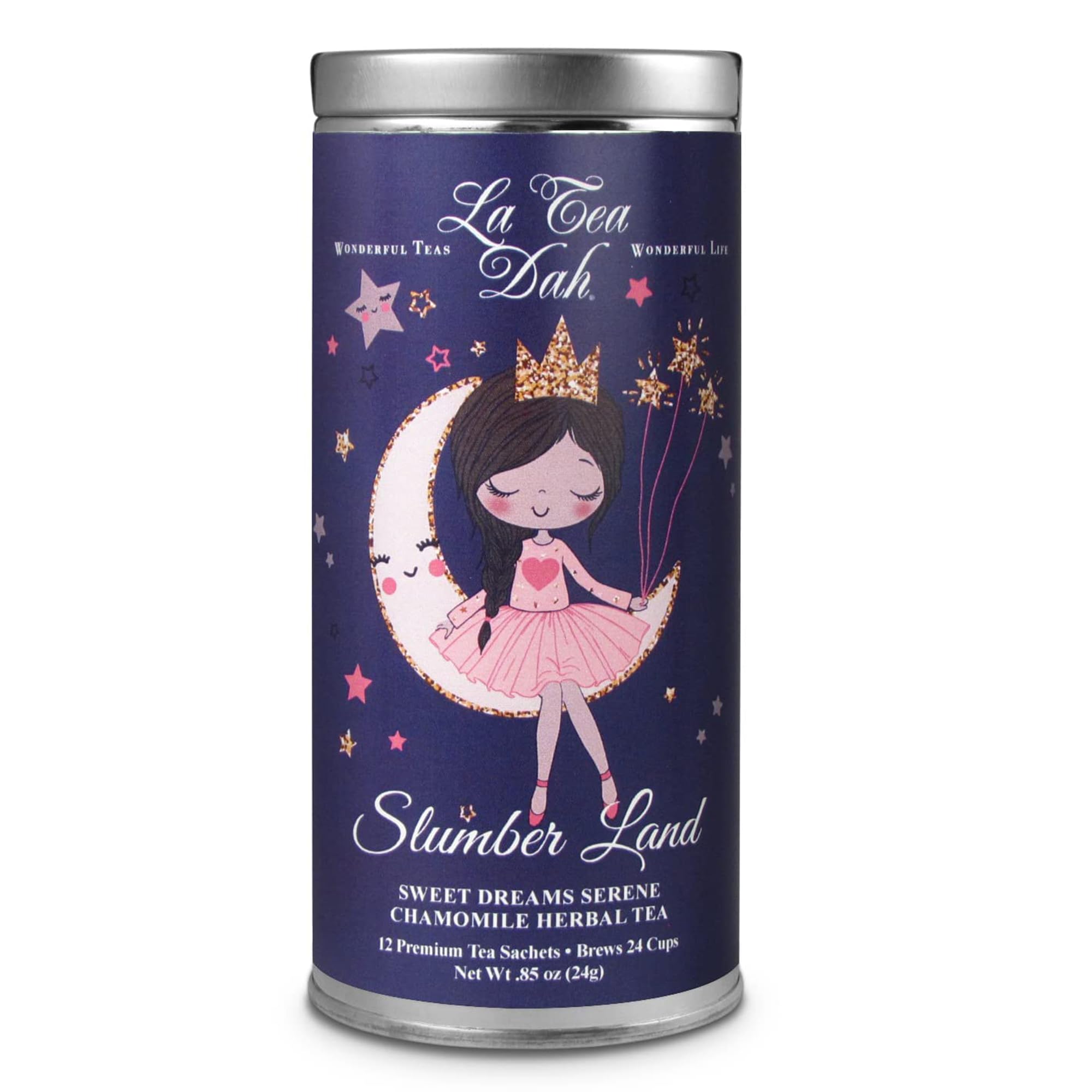Sweet Dreams Chamomile Herbal Sleepy Tea for Kids by La Tea Dah, Herbal Tea for Children, All Natural Mint, Lemongrass, and Lavender Chamomile Tea Bags, Slumber Land (12 Caffeine Free Tea Sachets)