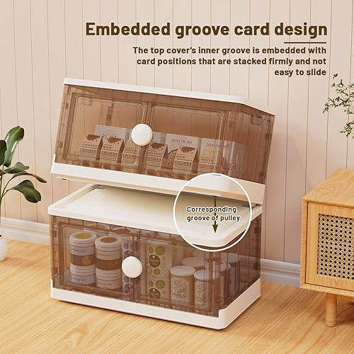 Miniatura 2 de Contenedores de almacenamiento con tapas, 216 cuartos de galón apilables con tapas, contenedores de almacenamiento plegables con ruedas,