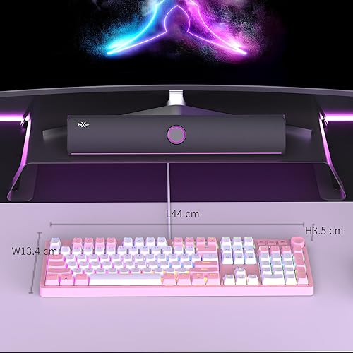 Miniatura 9 de HKM-95 - Teclado mecánico con cable para juegos, retroiluminado RGB de tamaño completo con perilla de control de medios, interruptores Outemu, USB