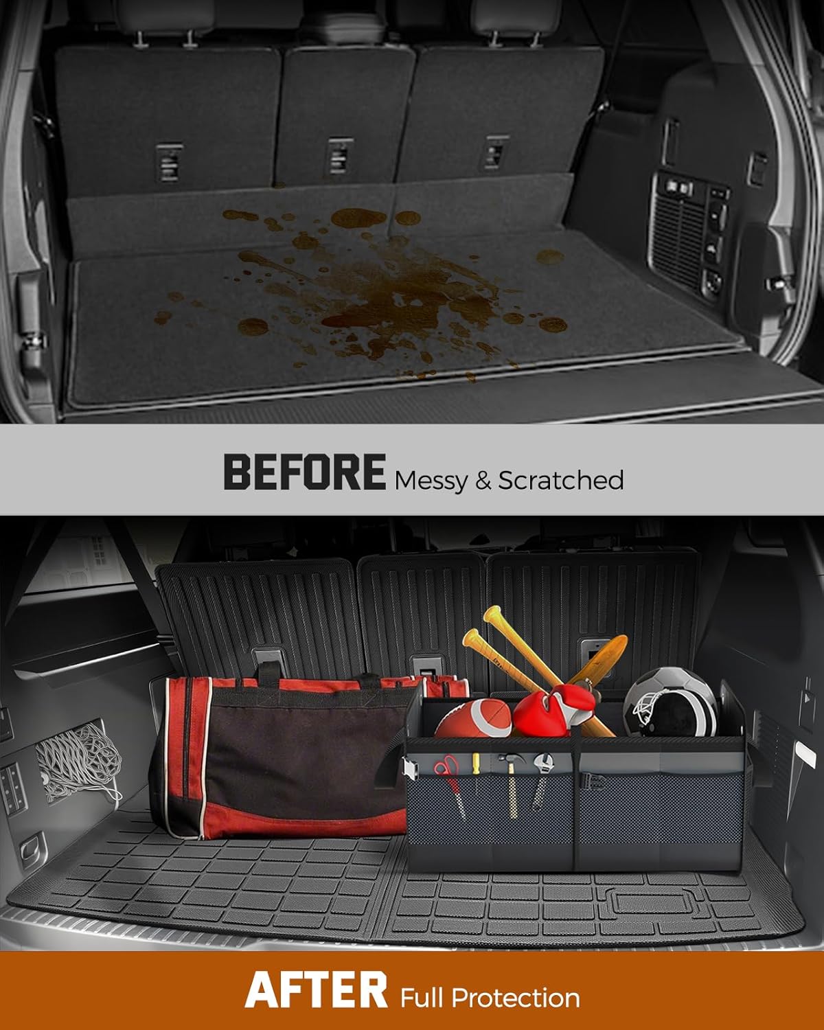 Cargo Mat for Ford Expedition MAX 2025 2026 (Only Fit MAX 7/8 Seats) with Backrest Protection, All Weather TPE Trunk Liner & Rear Seat Back Cover