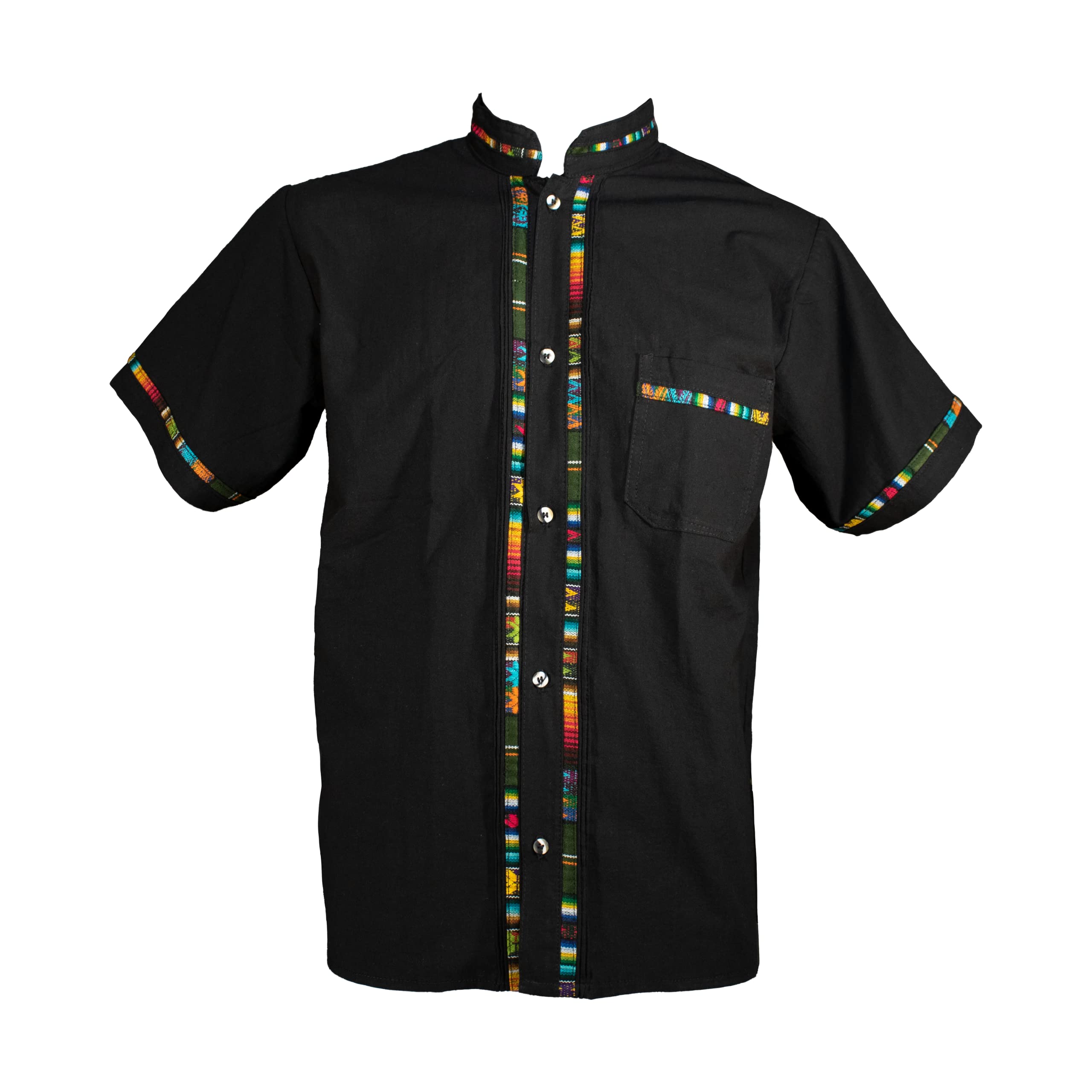 Men's Short Sleeve Mexican Guayabera Shirts Made in Mexico, Multiple Colors (3X-Large, Black)