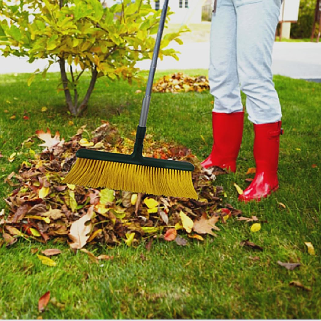 LRB4419 Leaf Turf Broom 16" W x 55" H for Lawns Yard Artificial Grass Rake Heavy Duty for Leaves, Lawns, Carpet Rake & Groomer (Curved Bristle)
