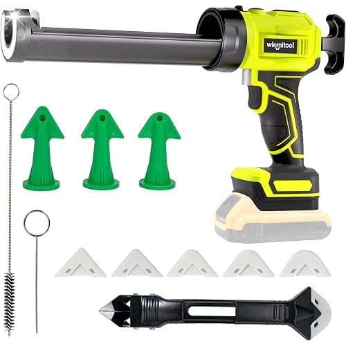 Cordless Caulking Gun Compatible with DeWalt 20V Max Battery, 10oz (300ml) Electric Caulk Gun, No-Drip Battery Powered Caulking Gun with LED Light for Filling, Sealing & Repair (No Battery)
