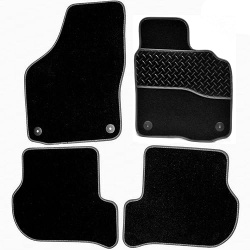 Sakura DD0608GY Lot de 4 Tapis de Voiture sur Mesure Noir