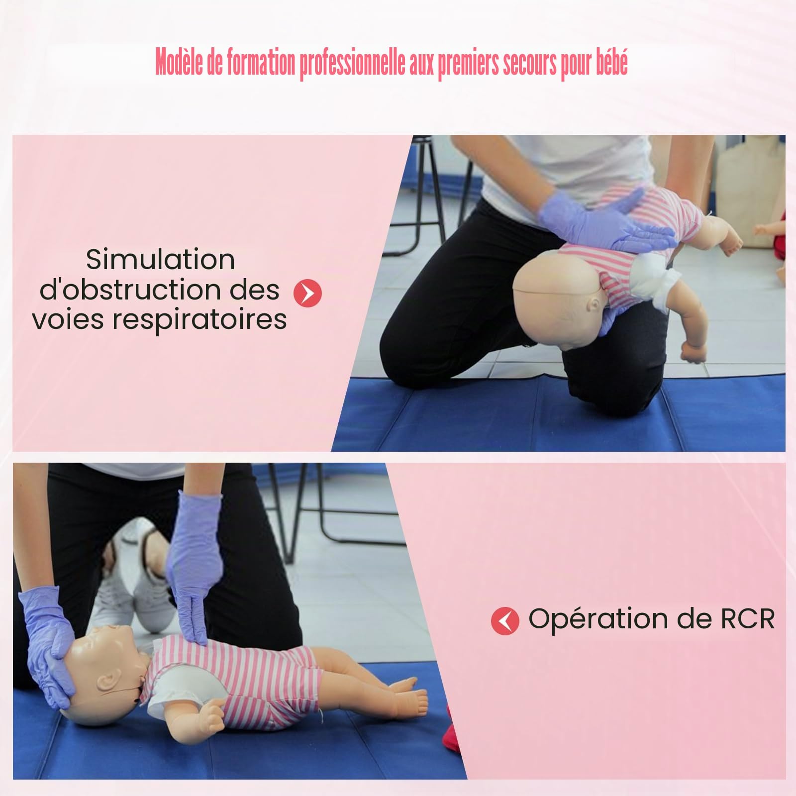 Modèle de Premiers Secours pour Bébé, Mannequin Professionnel de Formation à l'obstruction des Voies Respiratoires du Nourrisson