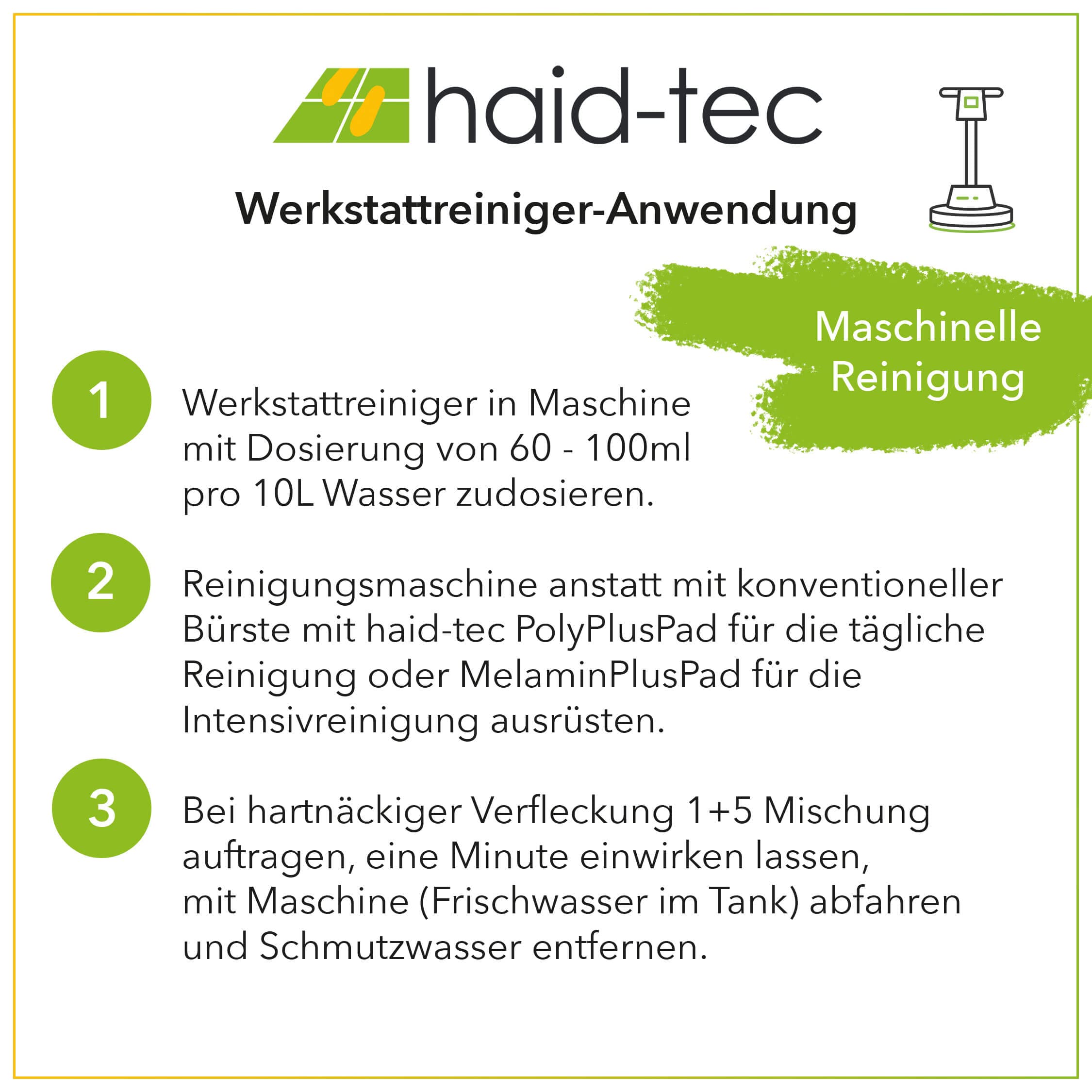 haid-tec Werkstatt Reiniger - Reinigungsmittel für Garagenboden, Werkstattboden - Ölfleckenentferner, Industriereiniger - Konzentrat - biologisch abbaubar - made in Germany (10 Liter)