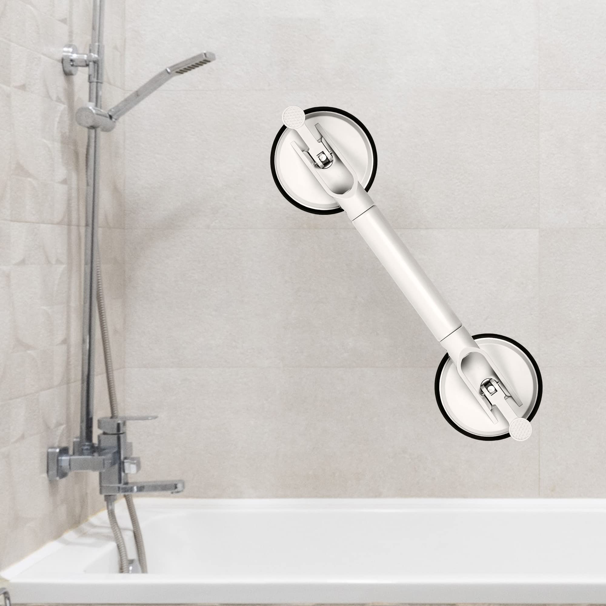 AdelDream Pasamanos auxiliar de seguridad Barra de agarre de seguridad antideslizante Ducha Reposabrazos para ancianos/niños para baño Longest: 58cm Más corto: 46cm Blanco 25 * 13 * 9cm