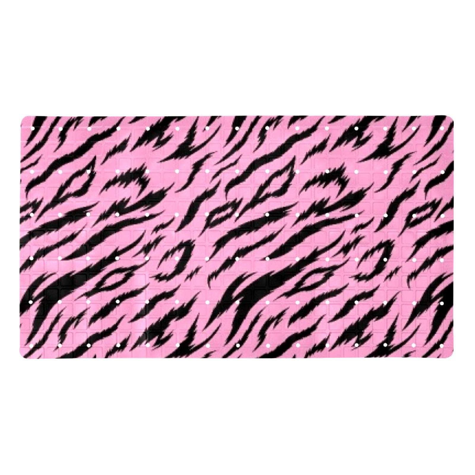 Tapis de bain antidérapant avec ventouses et motif tigre pour douche