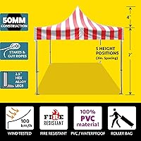 Vista 3 de Tienda de campaña desplegable con paredes laterales, 10 x 10 pulgadas, diseño de rayas rojas