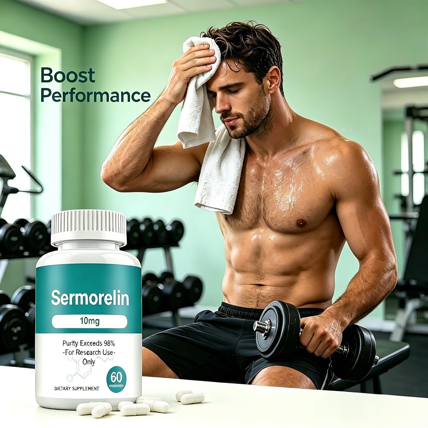 High Purity Sermorelin , 10MG, 98% Purity - 60 ct