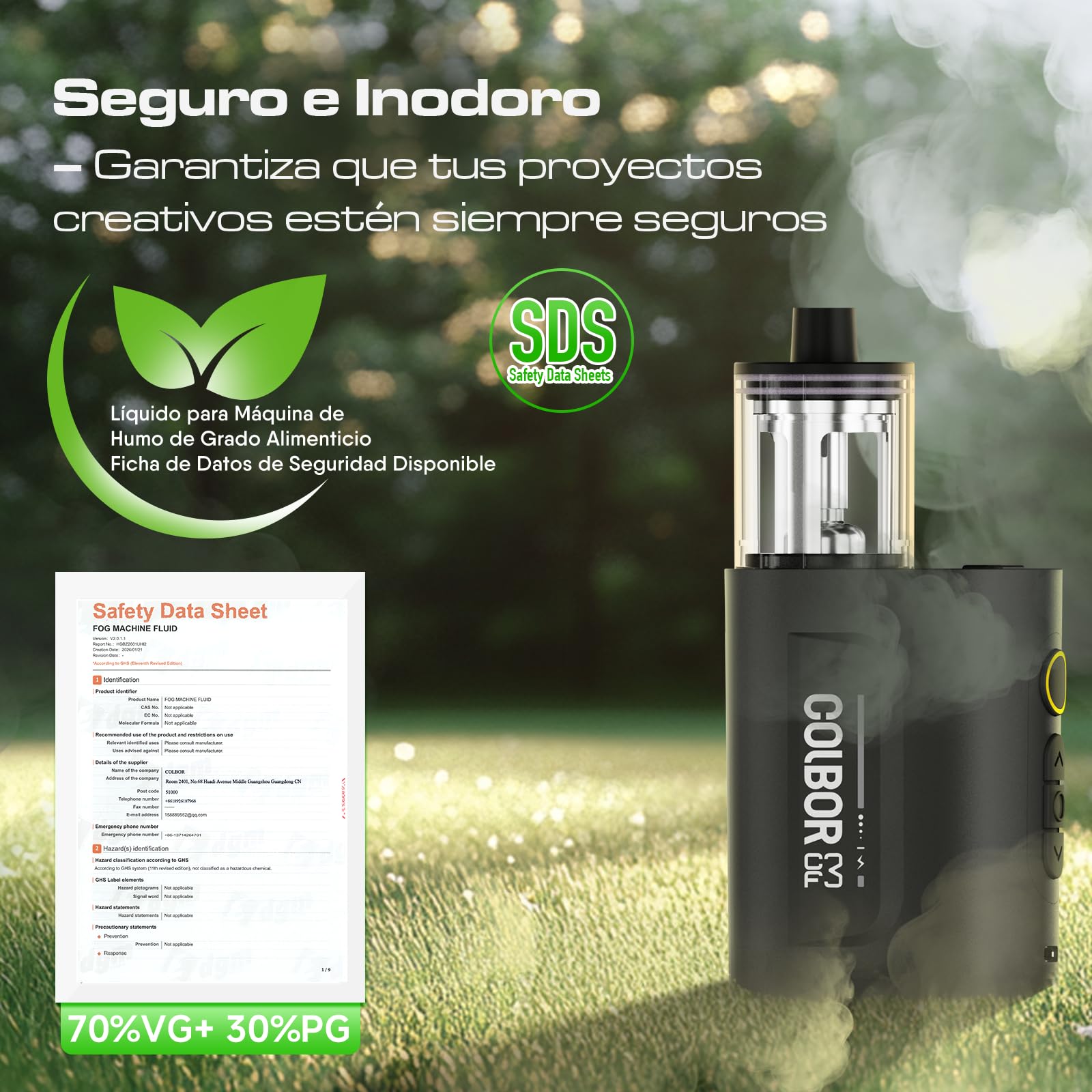 COLBOR CF3 Máquina de Humo Portátil con Control Remoto | Mini Máquina de Niebla de Mano con Protección contra Inclinación de 60° para Fotografía Fiestas Escenas Cosplay Halloween