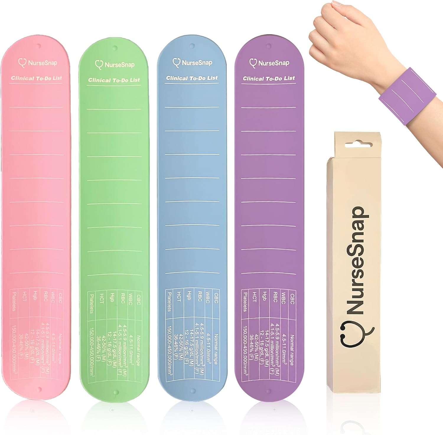 Clinical Wristband – Quick Lab Values & Task Checklist for Nurses and Nursing Students – Silicone Reference Bracelet for Hospital Shifts, Clinicals, and Skills Labs