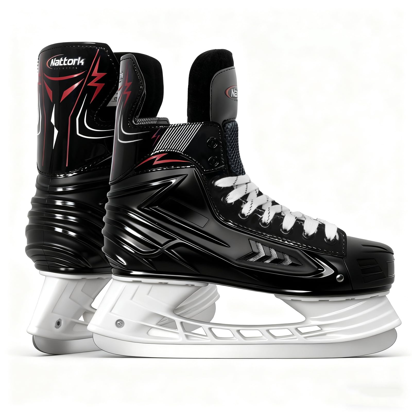 Photo 1 of Nattork Ice Hockey Skates for Men, Women, Youth Stainless Steel Blades Lightweight & Durable for Superior Ankle Support and Agile Skating with Coolmax Fabric