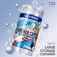 Vista 2 de LEOBRO 100 gorros de ducha desechables, gorros de ducha para mujeres, gorro de ducha de plástico transparente, tapones de plástico