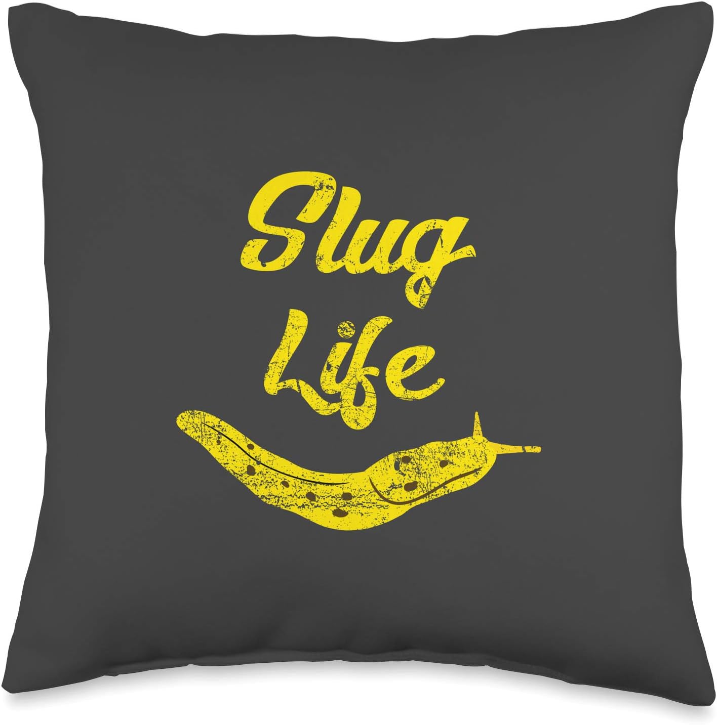 Slug Life Yellow Banana Slug Distressed Throw Pillow