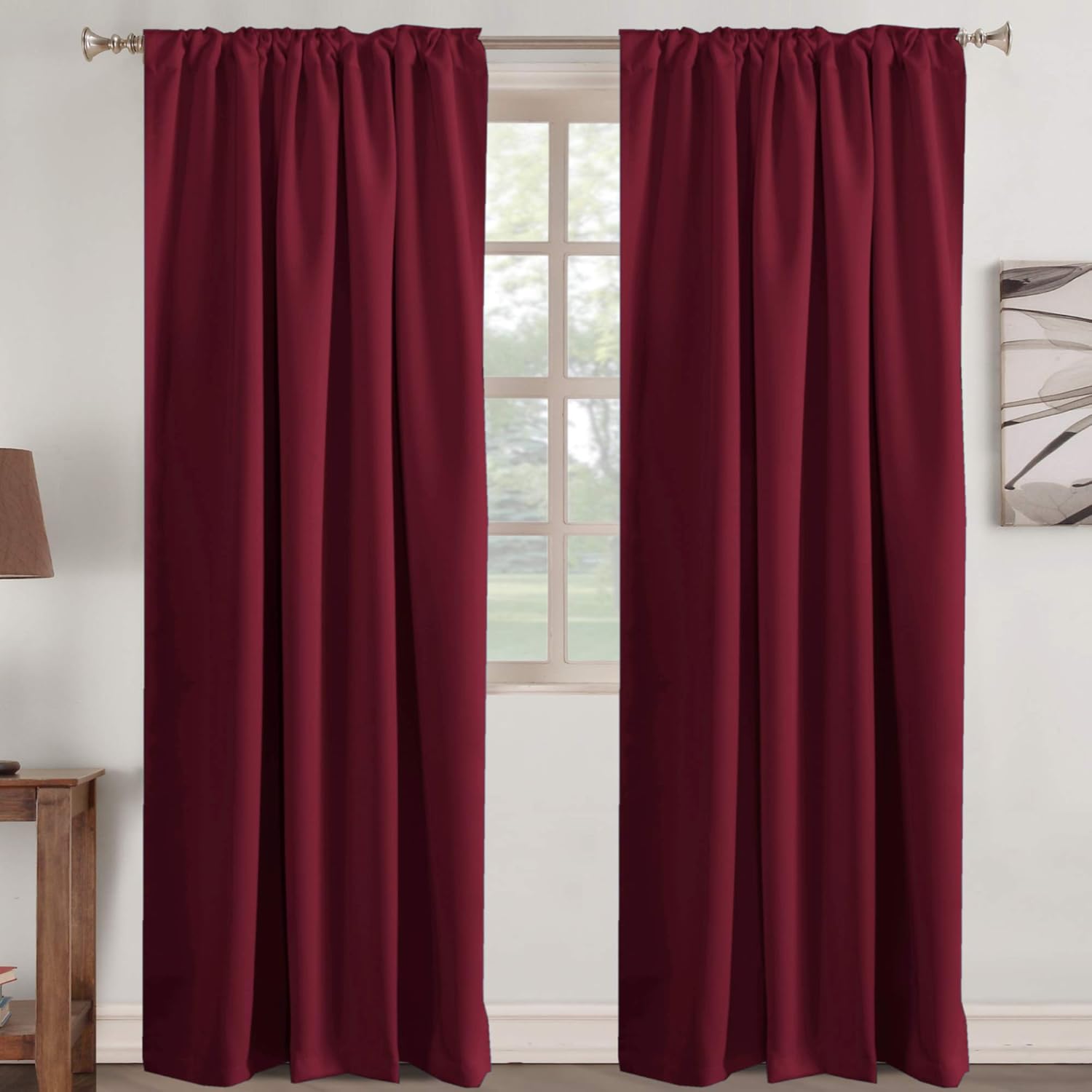 Burgundy Blackout Curtains for Girls Room Curtain Back Tab