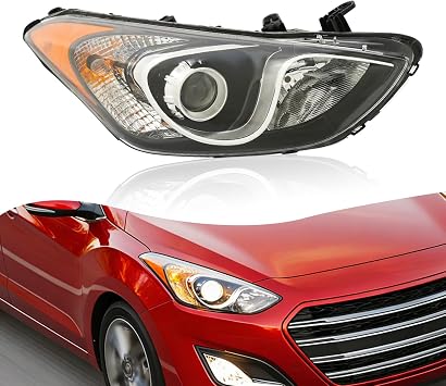 LYNICESHOP Front Headlight Assembly, Clear Lens, Compatible with 2013-2017 Hyundai Elantra GT Halogen Headlights, Right, Replacement Factory Style Headlamps Right Passenger Side
