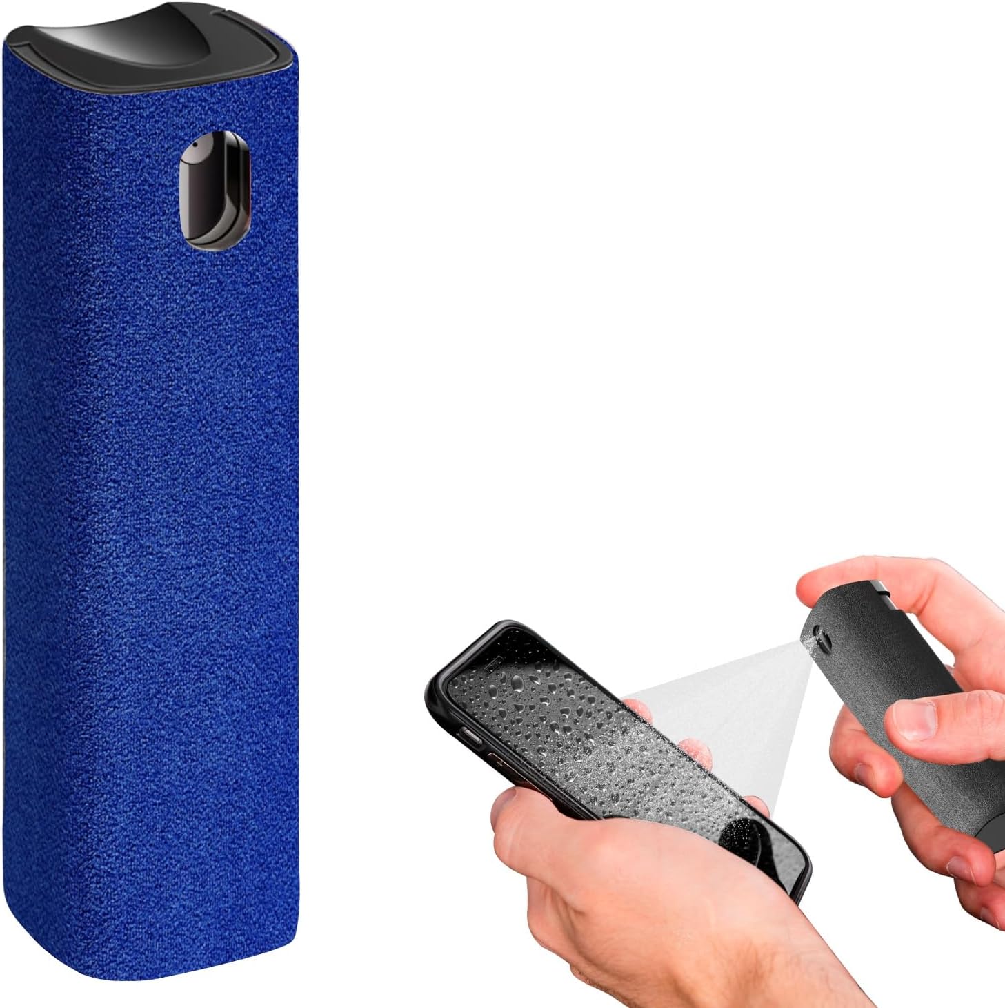 Mini Screen Cleaner Spray – Finger Proof Screen Cleaner for Smartphones, iPads, MacBooks, Laptops, Car Screens, Touchscreens – 3in1 Mist Cleaner, Microfiber Cloth and Cover (Navy Blue)