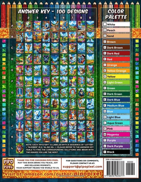 100 Color by Number - Mega Surprise Mix - Vol. 09: 100 Designs in Pixel Art - Relaxing And Enjoyable Coloring Experience image 3