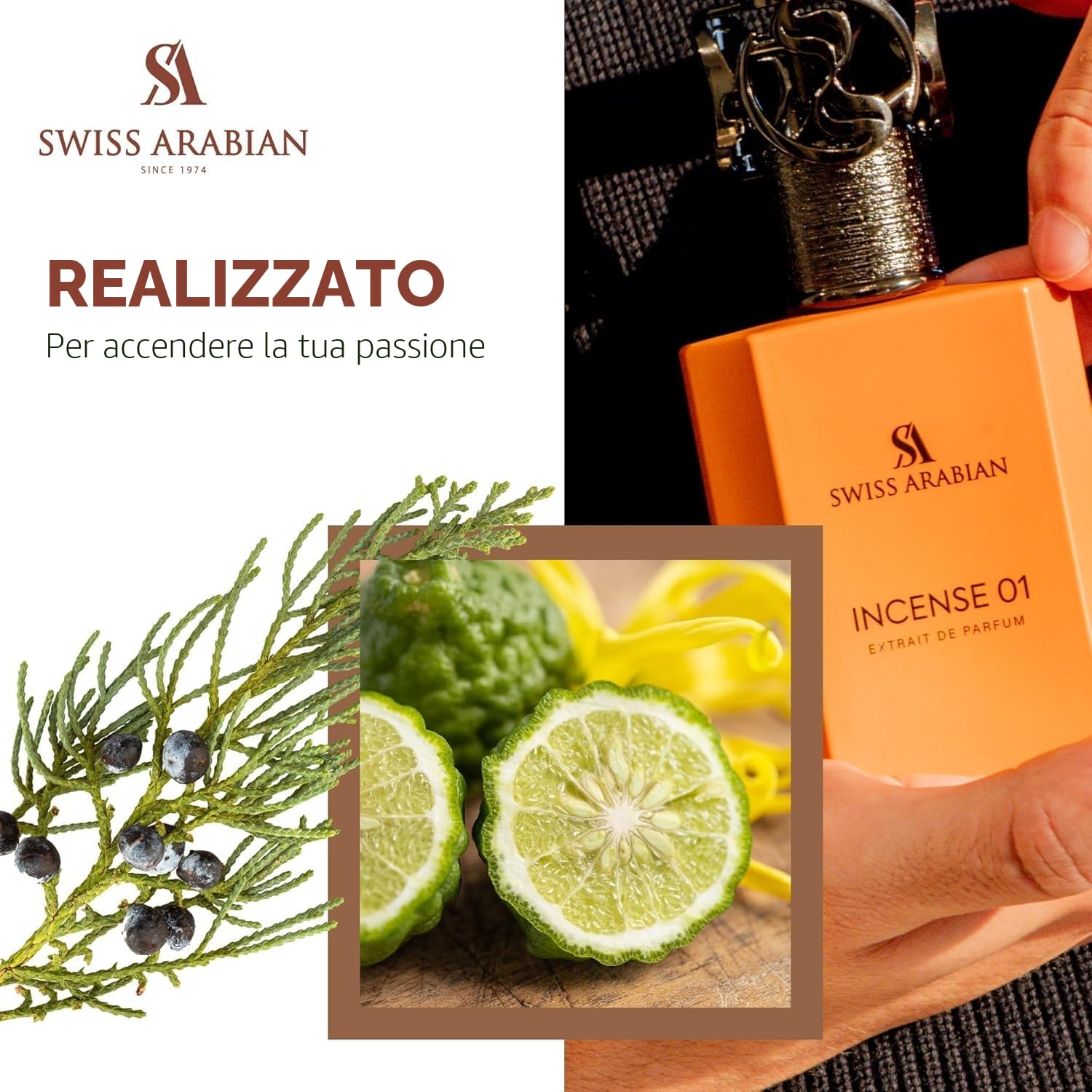 Swiss Arabian Incense 01 Extrait De Profumo Unisex 50 ML - Una fusione mistica di incenso fumoso, legni caldi ed eleganza speziata - Incantevole profumo speziato e legnoso