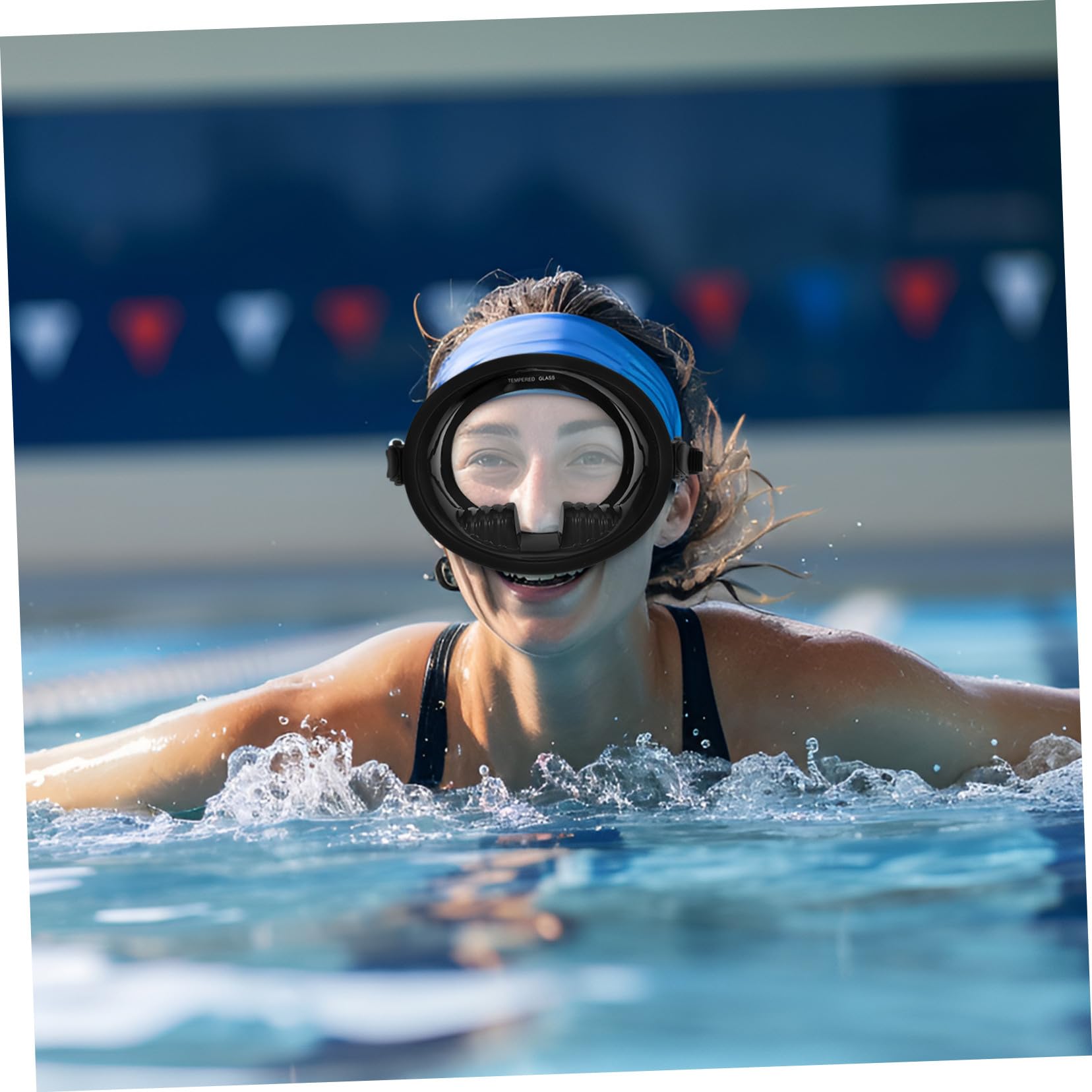 Maschera Sub Antiappannamento Panoramica Estesa in Silicone Nero