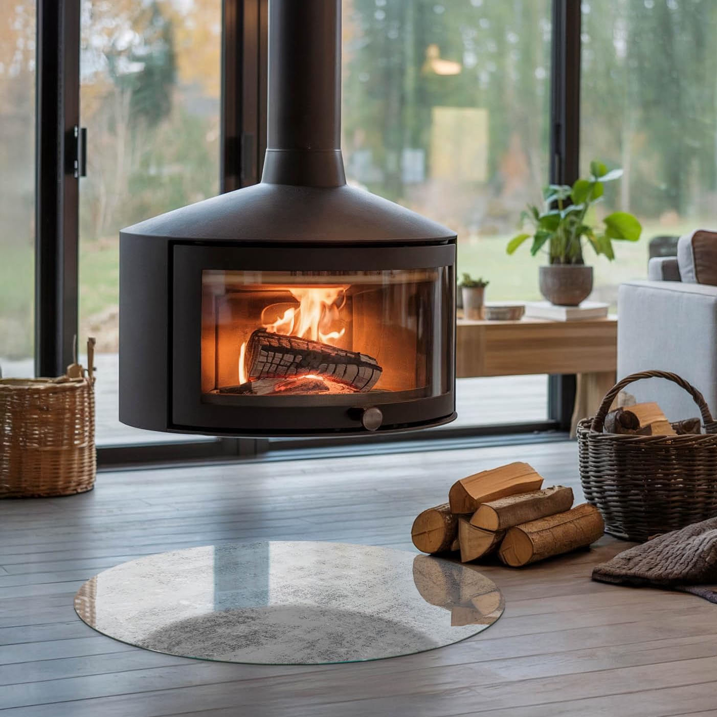 Piastra per camino e stufa ⌀70 cm di Vetro Temperato Protezione del Pavimento Resistente a Scintille Design Elegante Rotonda Resistente alle Alte Temperature - Trama di sfondo astratto