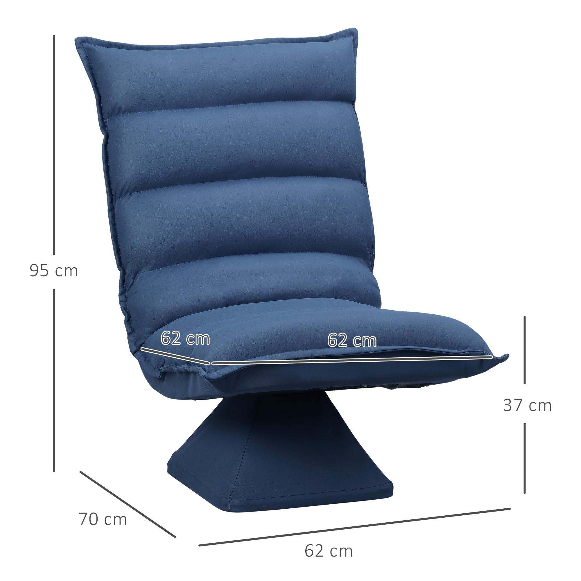 HOMCOM Faultier-Bodensessel, 360° drehbar, mit Rückenlehne, gepolstertes Design – Bezug aus Mikrofaserstoff, Blau