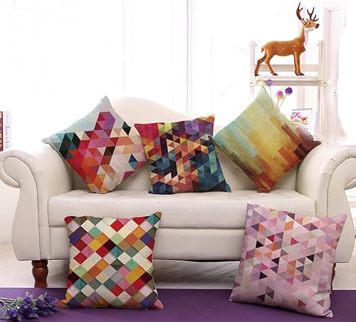 Miniatura 2 de ChezMax Fundas de cojín abstractas de algodón y lino para respaldo de silla, funda de cojín geométrica decorativa para sofá, cama, silla, 18 x 18