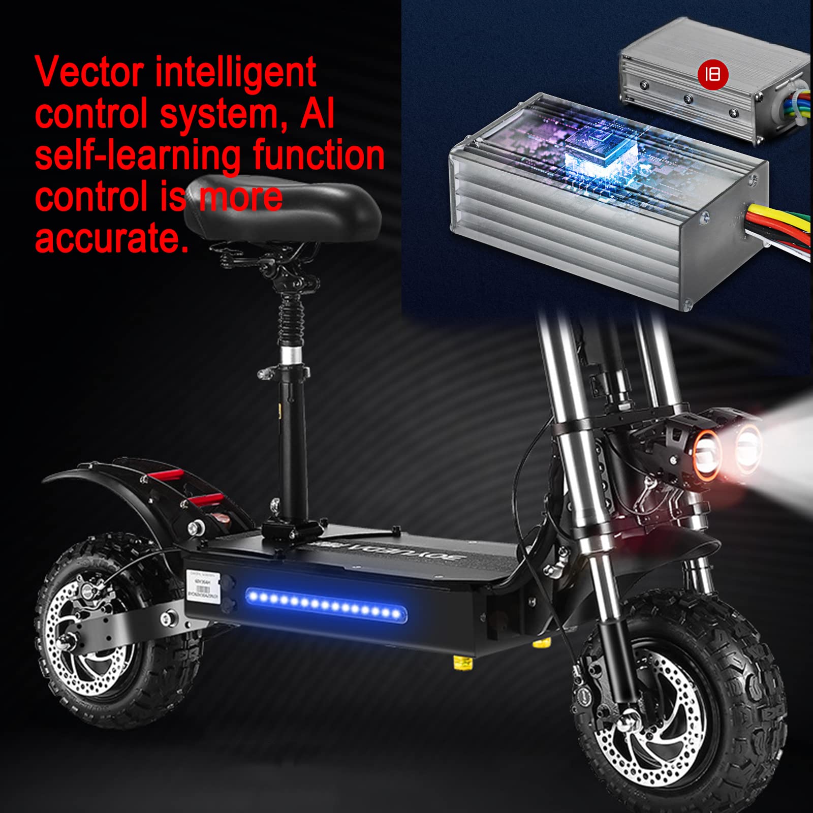 Kit Motore Elettrico Brushless DC da 1800 W Motore 48 V a 4500 giri/min con Regolatore di Velocità Aggiornato, Pedale e Kit Impugnatura Acceleratore per Go-Kart, Bici Elettriche, Moto, Scooter