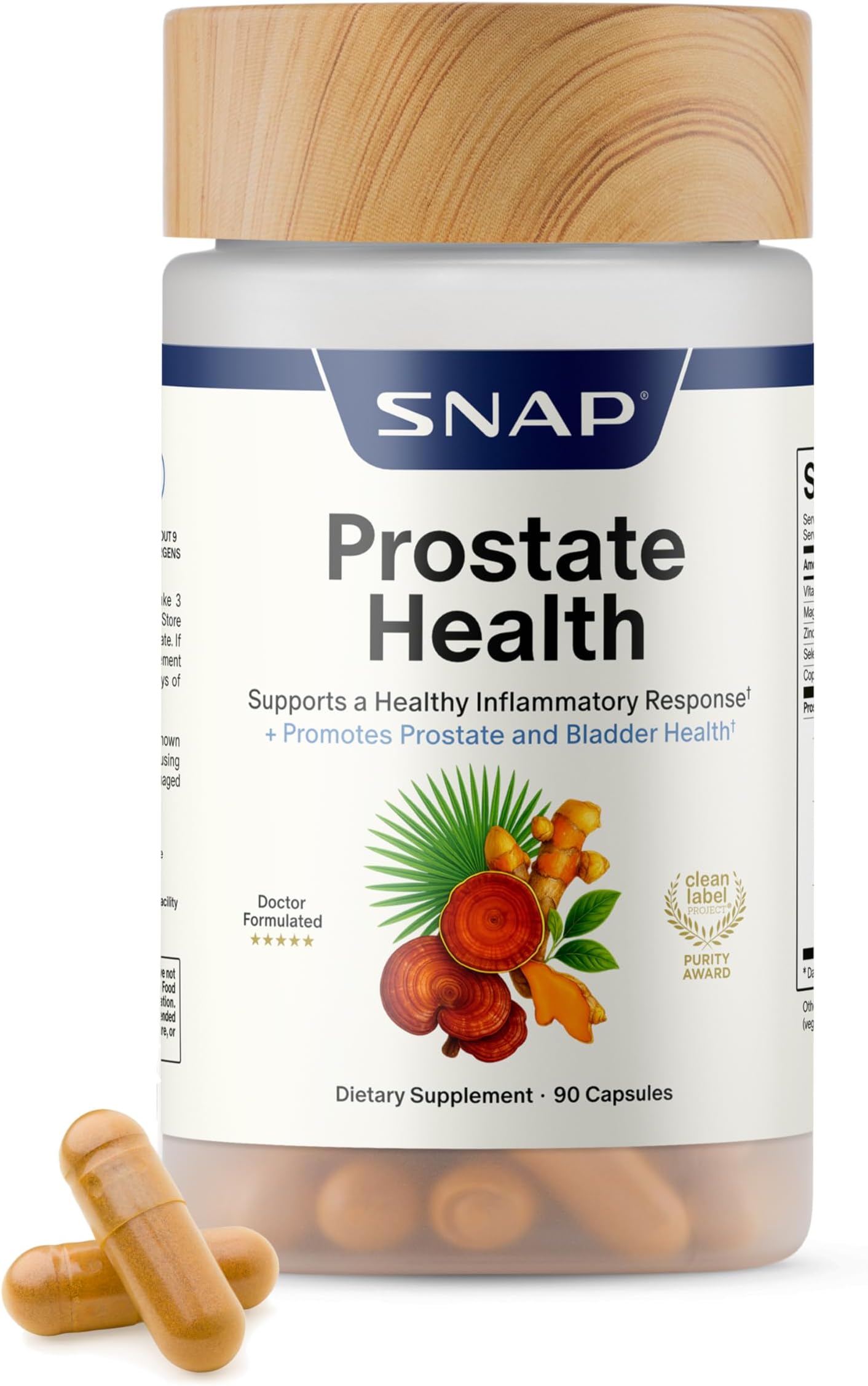 Snap Supplements Prostate Health Supplements for Men, Supports Urinary Tone and Healthy DHT Balance with Saw Palmetto for Men, Stinging Nettle, Beta-Sitosterol, 90 Capsules (30-Day Supply)