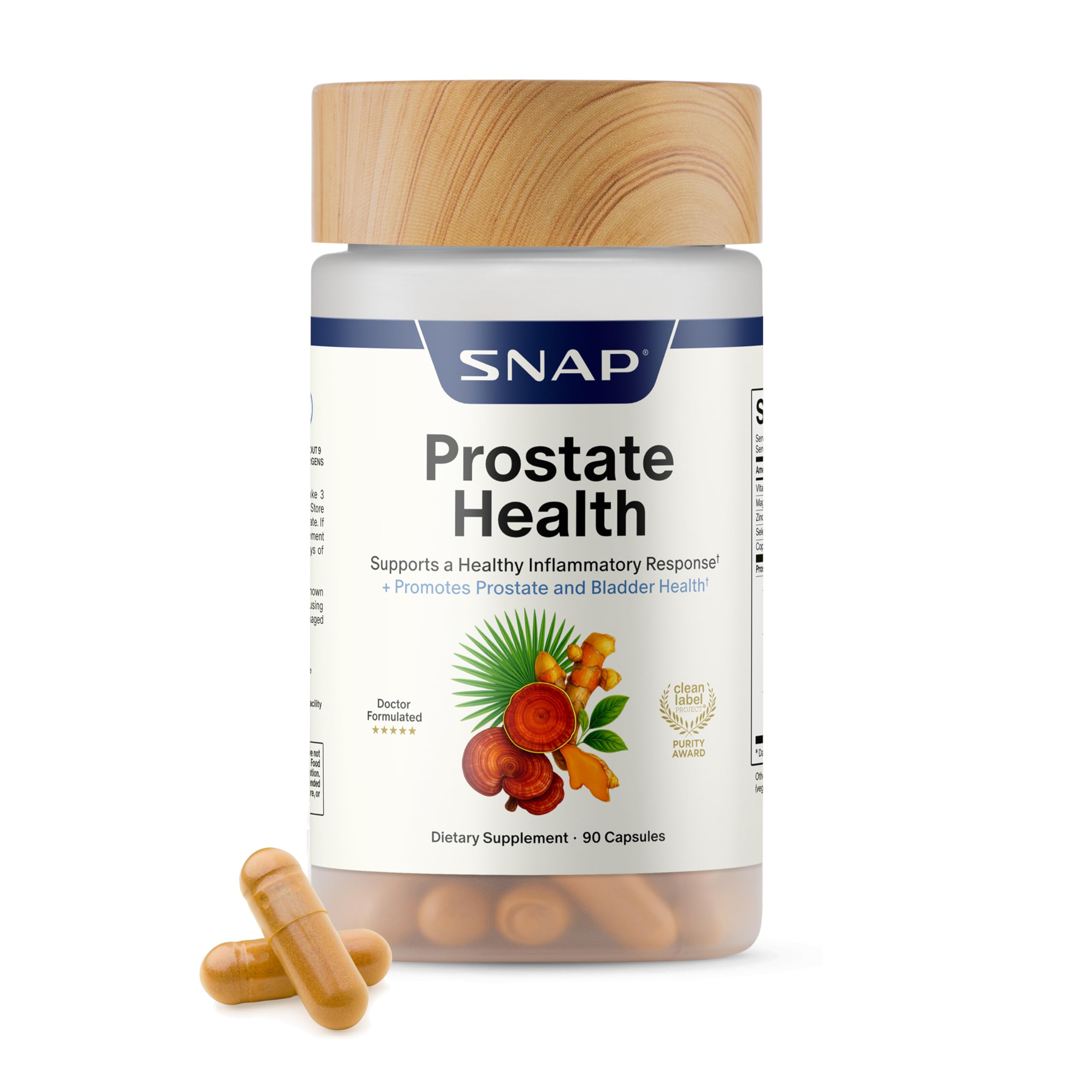 Snap Supplements Prostate Health Supplements for Men, Supports Urinary Tone and Healthy DHT Balance with Saw Palmetto for Men, Stinging Nettle, Beta-Sitosterol, 90 Capsules (30-Day Supply)