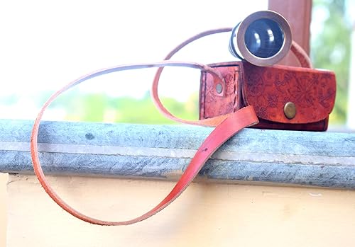 Miniatura 4 de Mini telescopio de mano de latón vintage con estuche de cuero coleccionables náuticos collar brújula regalo ROYAL FALCON CRAFTS