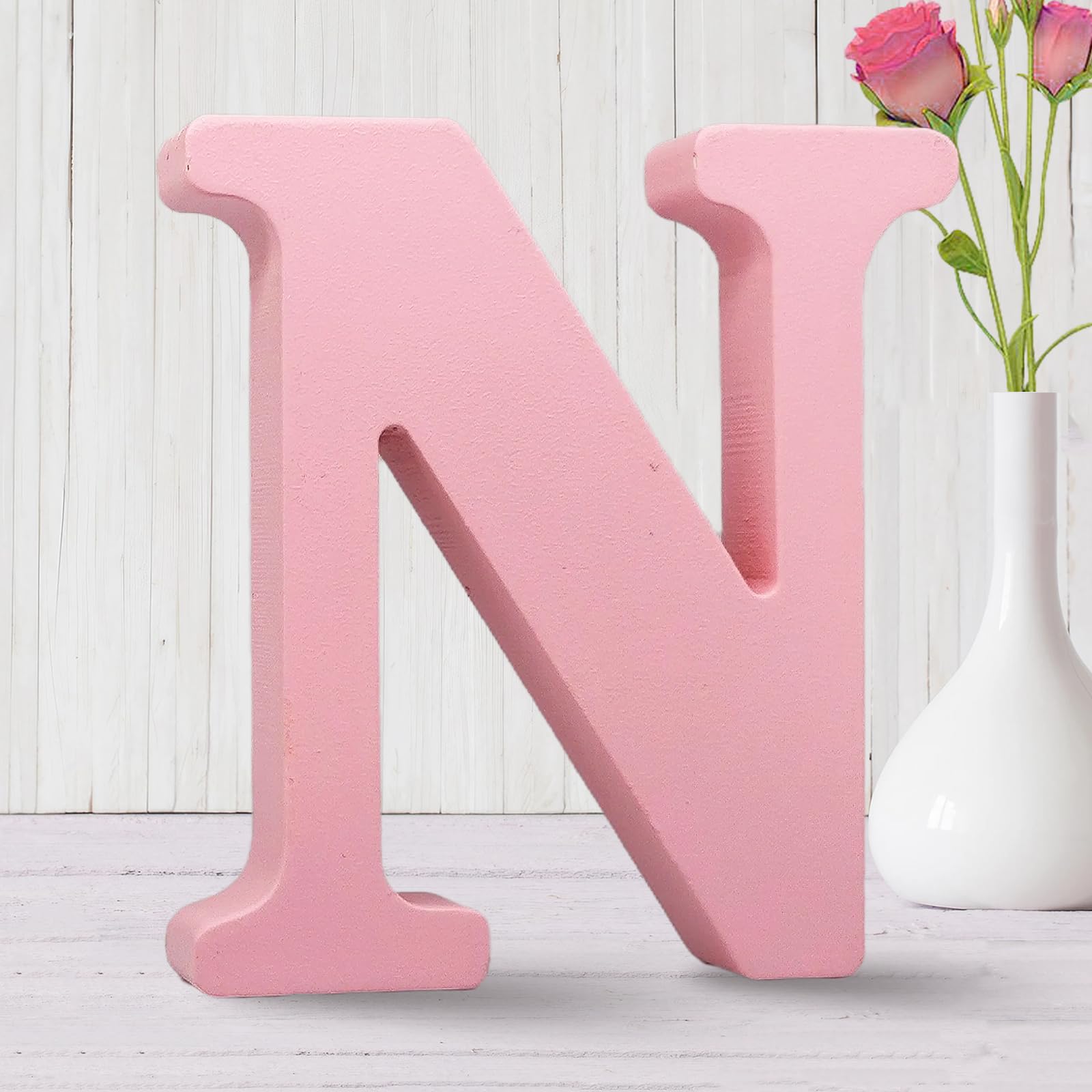 AOCEAN 6 Inch Pink Wood Letters Unfinished Wooden Letters for Wall MAGA Decorative Standing Letters Slices Sign Board for Crafts Christmas Decoration Home Party Projects (N) — image 1
