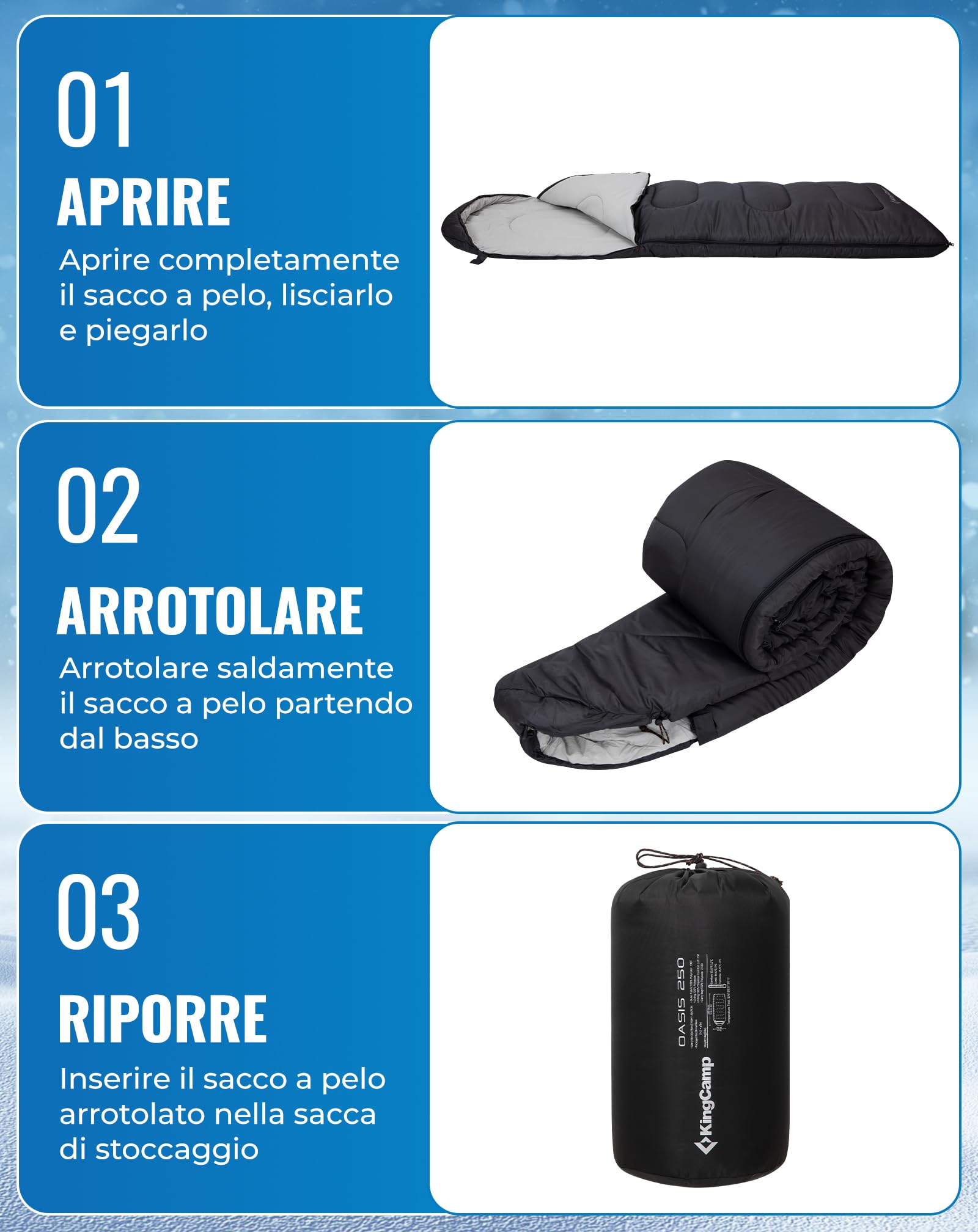 KingCamp Sacco a Pelo Oasis 3-4 Stagioni Impermeabile e Leggero per Camping (Bambini e Adulti) - Collegabile Sinistra/Destra per Doppio, Ideale per Viaggi e Attività Outdoor